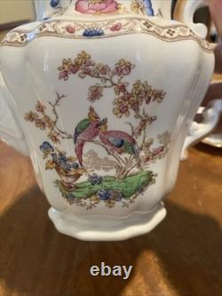 Spode Eden Vintage Tea Set Teapot, Creamer And 6 Demitasse Cups And Saucers