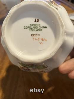 Spode Eden Vintage Tea Set Teapot, Creamer And 6 Demitasse Cups And Saucers