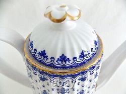 Spode Fleur De Lys Blue Coffeepot And Four Demitasse Cups And Saucers Fine