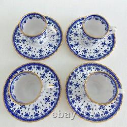 Spode Fleur De Lys Blue Coffeepot And Four Demitasse Cups And Saucers Fine