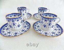 Spode Fleur De Lys Blue Coffeepot And Four Demitasse Cups And Saucers Fine