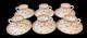 Spode Fleur De Lys Red Demitasse Cups & Saucers Set Of 6
