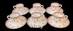 Spode Fleur De Lys Red Demitasse Cups & Saucers Set Of 6
