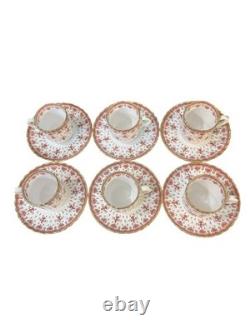 Spode Fleur De Lys Red Demitasse Cups & Saucers Set Of 6