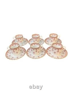 Spode Fleur De Lys Red Demitasse Cups & Saucers Set Of 6