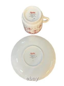 Spode Fleur De Lys Red Demitasse Cups & Saucers Set Of 6