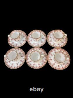 Spode Fleur De Lys Red Demitasse Cups & Saucers Set Of 6
