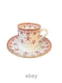 Spode Fleur De Lys Red Demitasse Cups & Saucers Set Of 6