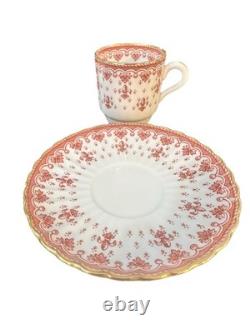 Spode Fleur De Lys Red Demitasse Cups & Saucers Set Of 6