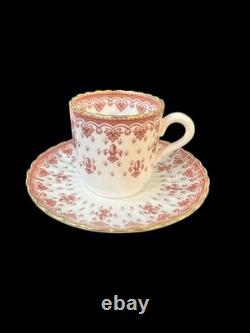 Spode Fleur De Lys Red Demitasse Cups & Saucers Set Of 6