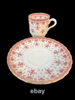 Spode Fleur De Lys Red Demitasse Cups & Saucers Set Of 6