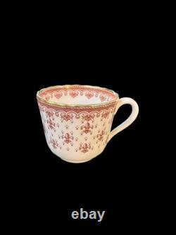 Spode Fleur De Lys Red Demitasse Cups & Saucers Set Of 6