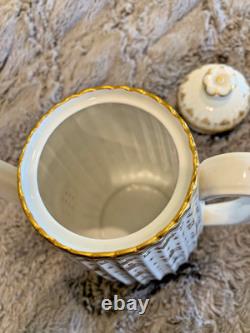 Spode Fleur de lys gold demitasse 12 cup saucer set coffee and teapot. Unused