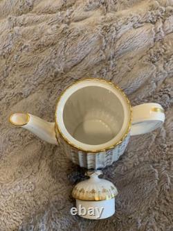 Spode Fleur de lys gold demitasse 12 cup saucer set coffee and teapot. Unused