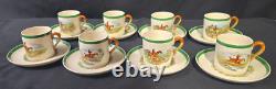 Spode Herring Hunt Green Demitasse Cups & Saucers Set of 8 Spode Herring Hunt Green Demitasse Cups & Saucers Set of 8