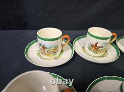 Spode Herring Hunt Green Demitasse Cups & Saucers Set of 8 Spode Herring Hunt Green Demitasse Cups & Saucers Set of 8