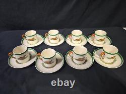 Spode Herring Hunt Green Demitasse Cups & Saucers Set of 8 Spode Herring Hunt Green Demitasse Cups & Saucers Set of 8