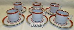 Spode Newburyport Red Set of 6 Demitasse Cups & Saucers