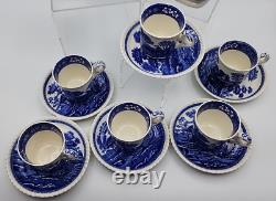 Spode's Tower Blue 6 Demitasse Cups With Saucers Creamer Covered Sugar Tea Pot