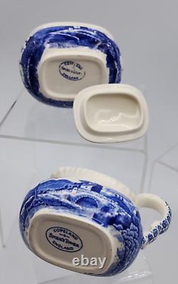 Spode's Tower Blue 6 Demitasse Cups With Saucers Creamer Covered Sugar Tea Pot