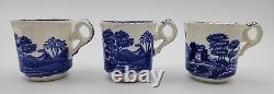 Spode's Tower Blue 6 Demitasse Cups With Saucers Creamer Covered Sugar Tea Pot