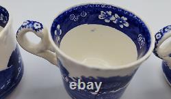 Spode's Tower Blue 6 Demitasse Cups With Saucers Creamer Covered Sugar Tea Pot