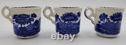 Spode's Tower Blue 6 Demitasse Cups With Saucers Creamer Covered Sugar Tea Pot