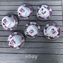 Stanford University Diamond Jubilee Wedgwood Demitasse Cups and Saucers Set of 6