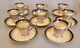 Sterling Coffee Demitasse Holders Withlenox Cups Set Of 8 Cobalt & Gold With Saucers