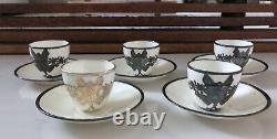 Sterling Overlay Porcelain Demitasse Mauser Lenox Belleek Antique Cup Saucer