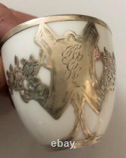 Sterling Overlay Porcelain Demitasse Mauser Lenox Belleek Antique Cup Saucer