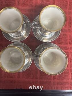 Sterling Silver Belleek Willets Demitasse Cups And Saucers