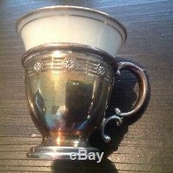 Sterling Silver Demitasse Cup And Saucer Set Of 9