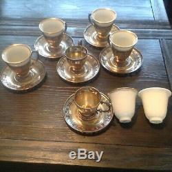 Sterling Silver Demitasse Cup And Saucer Set Of 9