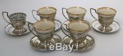 Sterling Silver Demitasse Cups & Saucers by Manchester