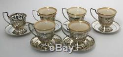 Sterling Silver Demitasse Cups & Saucers by Manchester