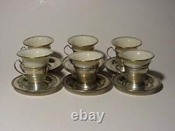 Sterling Silver Inserts Liners Demitasse Cups & Saucers Lenox Excelsior 162.5 Gr