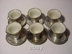 Sterling Silver Inserts Liners Demitasse Cups & Saucers Lenox Excelsior 162.5 Gr