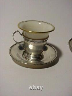 Sterling Silver Inserts Liners Demitasse Cups & Saucers Lenox Excelsior 162.5 Gr