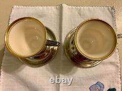 Sterling Silver Manchester Cups Saucers Lenox Inserts Demitasse Coffee set of 2