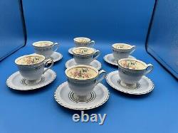 Steubenville Monticello Set Of 7 Demitasse Cups and Saucers, Herman C Kupper