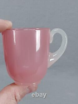 Stevens & Williams Pink Rosaline Alabaster Glass Demitasse Cup & Saucer C. 1910