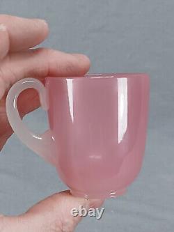 Stevens & Williams Pink Rosaline Alabaster Glass Demitasse Cup & Saucer C. 1910