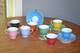 Striking Noritake Multi Color Demi Tasse 8 Cups & 9 Saucers Set Occupied Japan