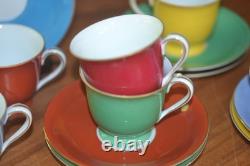 Striking Noritake Multi Color Demi Tasse 8 Cups & 9 Saucers Set Occupied Japan