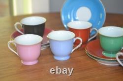 Striking Noritake Multi Color Demi Tasse 8 Cups & 9 Saucers Set Occupied Japan
