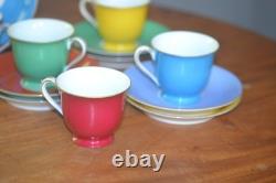 Striking Noritake Multi Color Demi Tasse 8 Cups & 9 Saucers Set Occupied Japan