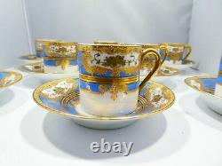 Stunning Eight Blue & Gold Epiag Czechoslovakian Royal Demi Tasse Cups & Saucers