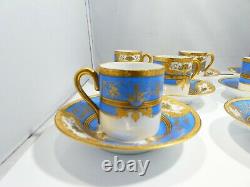 Stunning Eight Blue & Gold Epiag Czechoslovakian Royal Demi Tasse Cups & Saucers