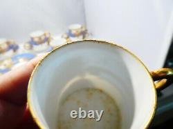 Stunning Eight Blue & Gold Epiag Czechoslovakian Royal Demi Tasse Cups & Saucers